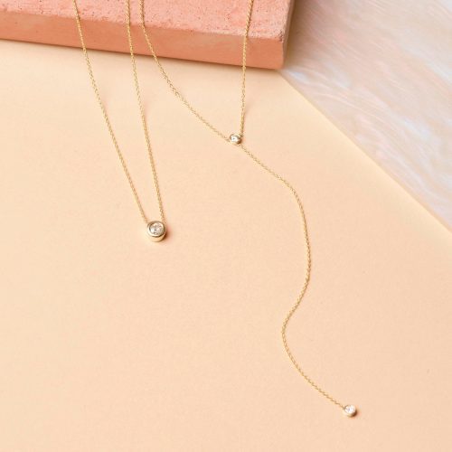 TINY DIAMOND LARIAT NECKLACE EDITORIAL COLLECTION 2