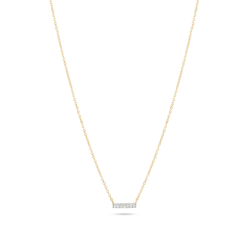 Stone and Strand 10K Yellow Gold Tiny Pave Diamond Bar Necklace Front Image