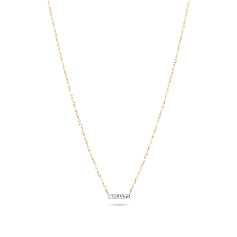 Stone and Strand 10K Yellow Gold Tiny Pave Diamond Bar Necklace Front Image