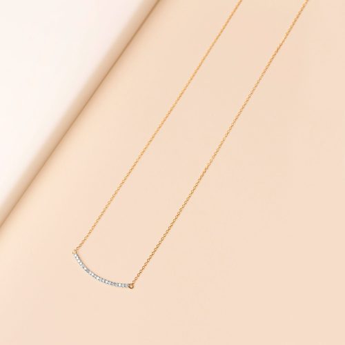 TINY PAVE DIAMOND CURVE BAR NECKLACE EDITORIAL