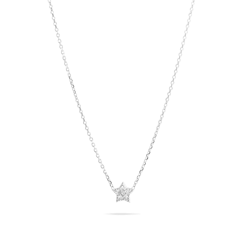 Stone and Strand 10K White Gold Tiny Pave Diamond Star Necklace Front Image