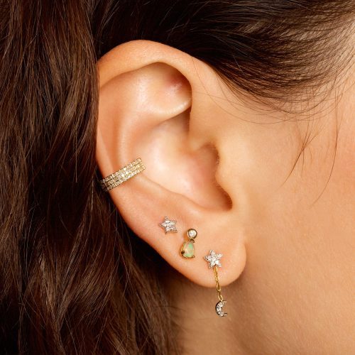 TINY PAVE DIAMOND STAR STUD FULL LOOK