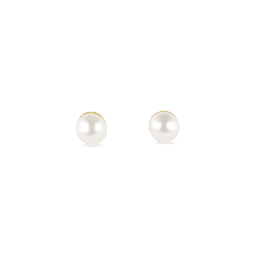 Stone and Strand 14K Yellow Gold Tiny Pearl Earrings Front Image