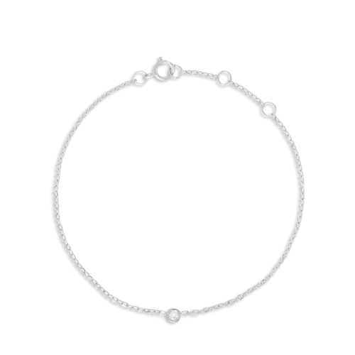 Stone and Strand 10K White Gold Tiny Round Diamond Bracelet Front Image