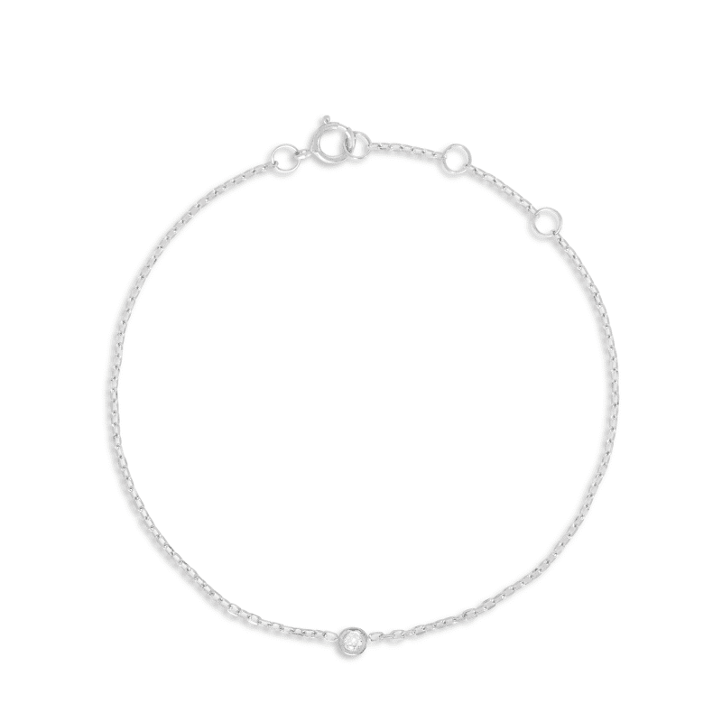 Stone and Strand 10K White Gold Tiny Round Diamond Bracelet Front Image