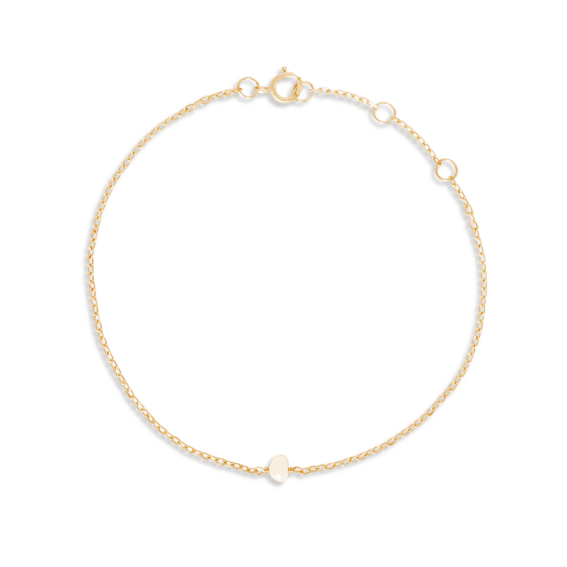 Stone and Strand 10K Yellow Gold Tiny Solitaire Pearl Bracelet Front Image