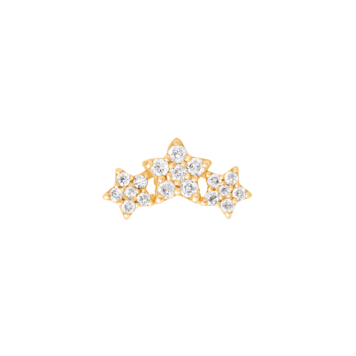 Tri-Star Diamond Piercing Earring