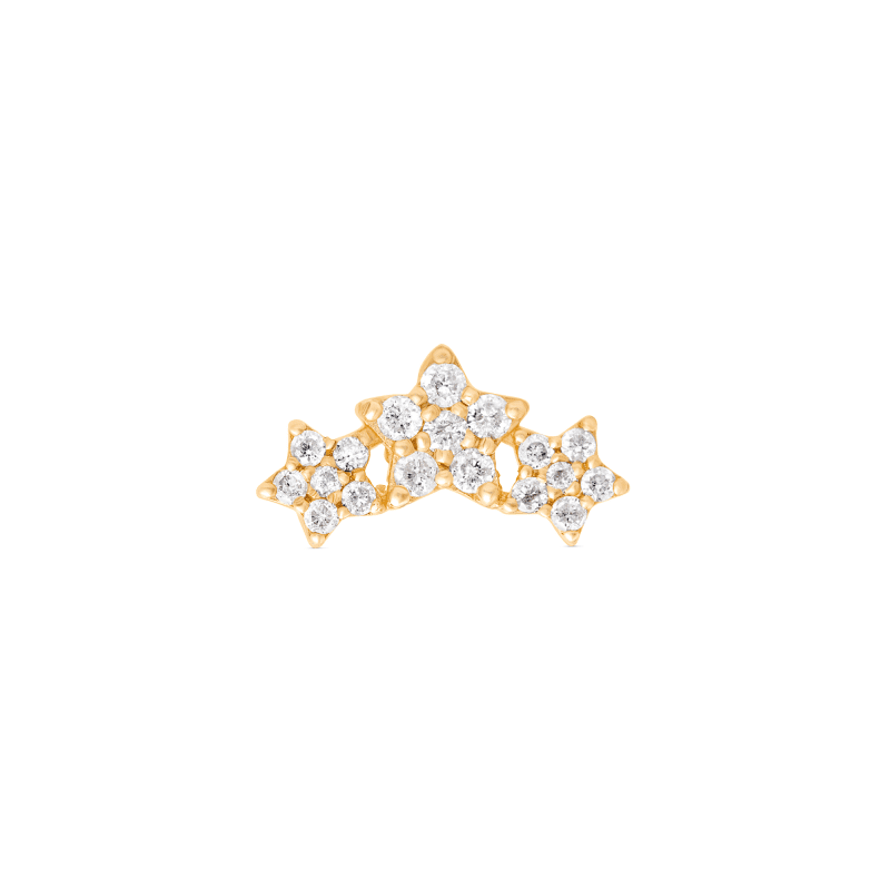 Tri-Star Diamond Piercing Earring