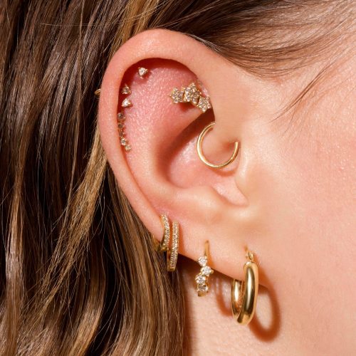 TRI STAR DIAMOND PIERCING EARRING WEAR IT WITH