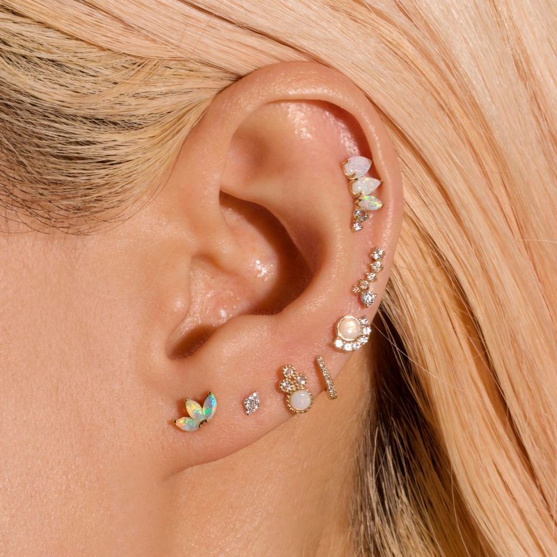 TRIPLE OPAL FAN STUD FULL LOOK