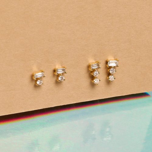 TRIPLE STACKED DIAMOND STUDS EDITORIAL COLLECTION