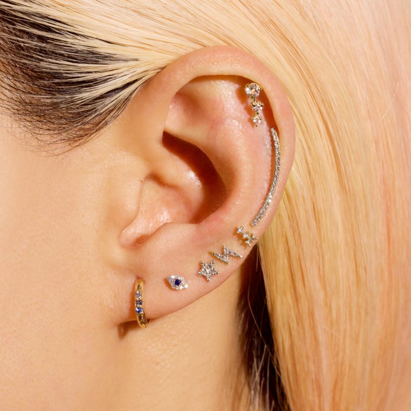 TRIPLE STACKED DIAMOND STUDS FULL LOOK 2