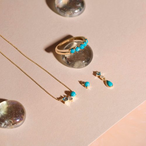 TURQUOISE AND TOPAZ BUDDY STUD EDITORIAL COLLECTION 2