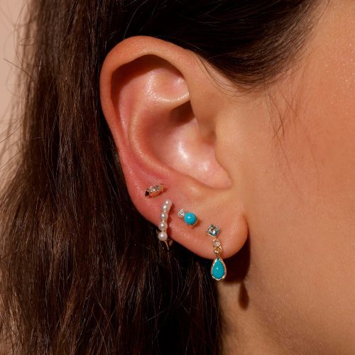 TURQUOISE AND TOPAZ BUDDY STUD FULL LOOK