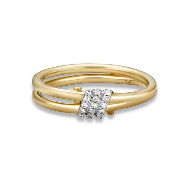 Stone and Strand 10K Yellow Gold Twinkling Twine Pav√© Duo Ring Front Image