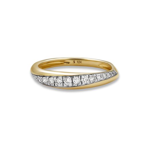 Stone and Strand 10K Yellow Gold Twist Pave and Gold Band Front Image