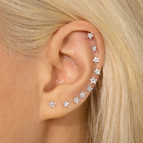 Tiny Pave Diamond Star Stud