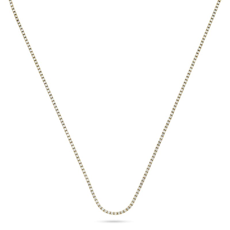 UNFLIPPABLE TENNIS NECKLACE IN YELLOW GOLD FRONT 2