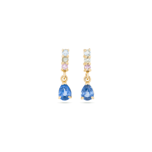 Stone and Strand 10K Yellow Gold Tiny Unicorn Gradient Gemstone Drop Earrings Front Image