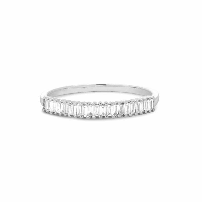 Stone and Strand 10K White Gold Up And Down Baguette Diamond Line Band Front Image