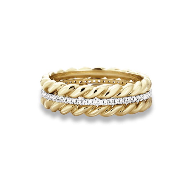 Stone and Strand 14K Yellow Gold Velvet Ropes Diamond Band Front Image