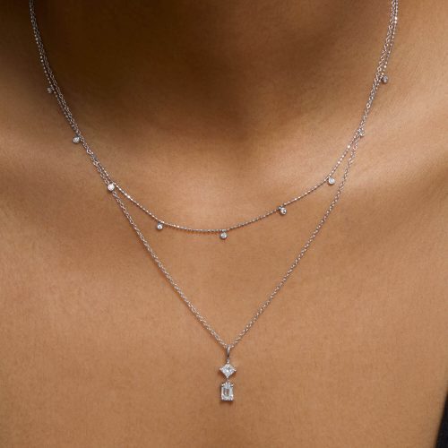 WG TEENY DANGLING DIAMOND BEAD CHAIN NECKLACE WEAR IT WITH