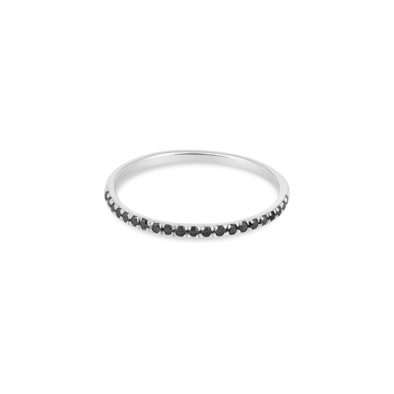 White Gold Fine Pave Black Diamond Band