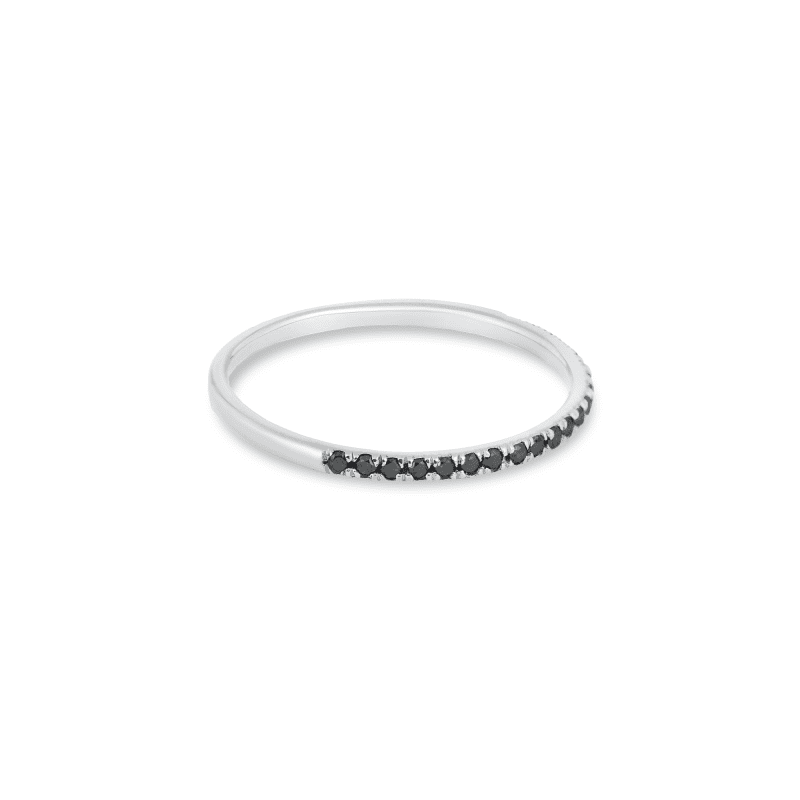 WHITE GOLD FINE PAVE BLACK DIAMOND BAND SIDE