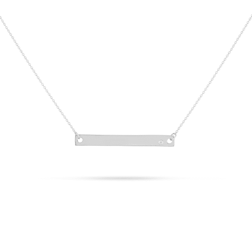 Medium Horizontal Bar Necklace with Diamond