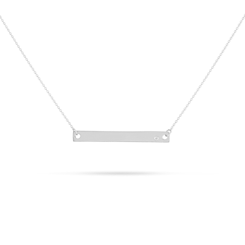 Medium Horizontal Bar Necklace with Diamond