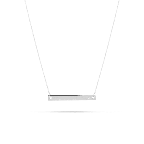 WHITE GOLD Medium Horizontal Bar Necklace with Diamond 2