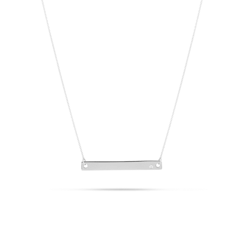 WHITE GOLD Medium Horizontal Bar Necklace with Diamond 2