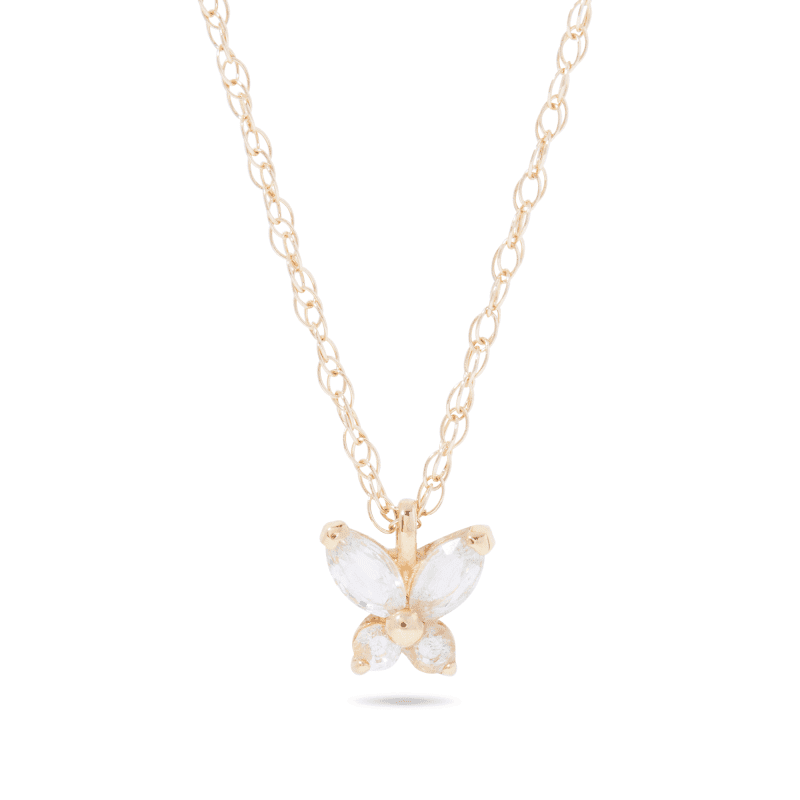 WHITE SAPPHIRE BUTTERFLY NECKLACE FRONT