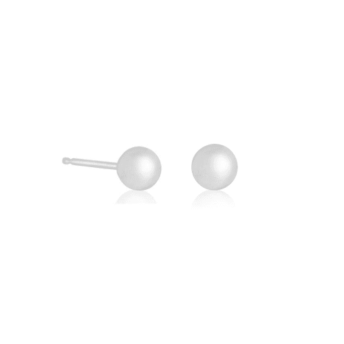 White Gold Bead Earring Front