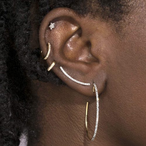 XL PAVE HOOP EARRINGS FULL LOOK 3