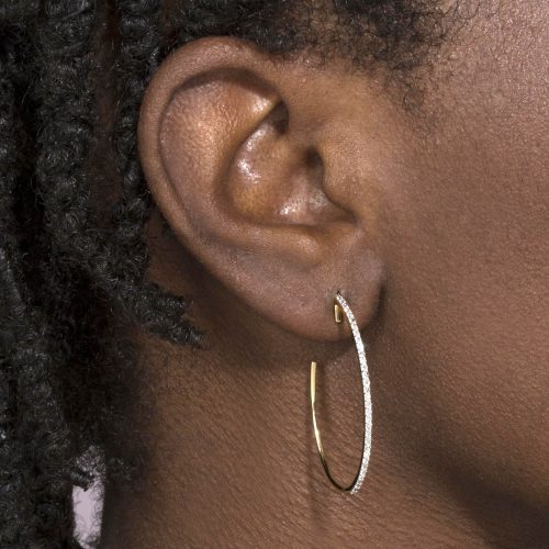 XL PAVE HOOP EARRINGS ON BODY 2