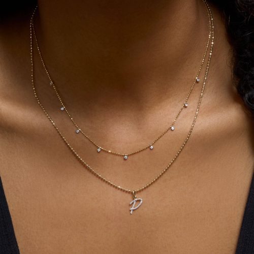 YG TEENY DANGLING DIAMOND BEAD CHAIN NECKLACE WEAR IT WITH