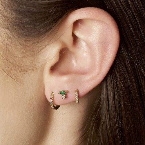 pointe a rainbow sapphire pave huggie earring onbody