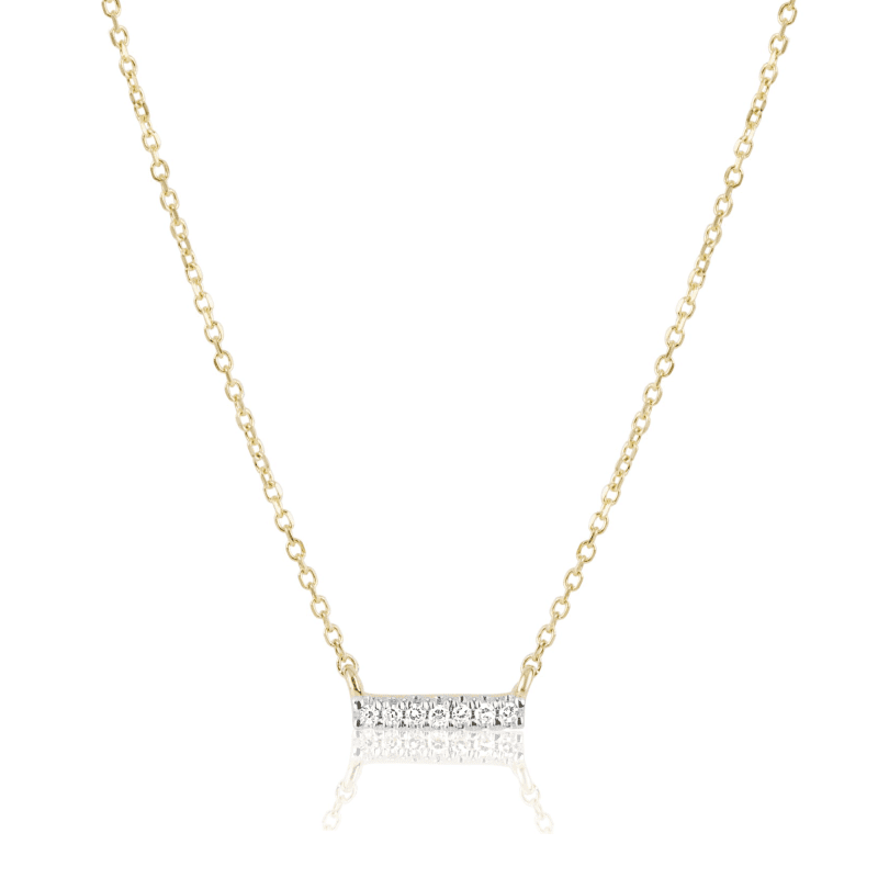 queue tiny pave diamond bar necklace