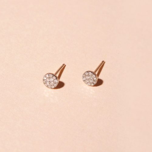 rose gold pave diamond round disc earrings insta