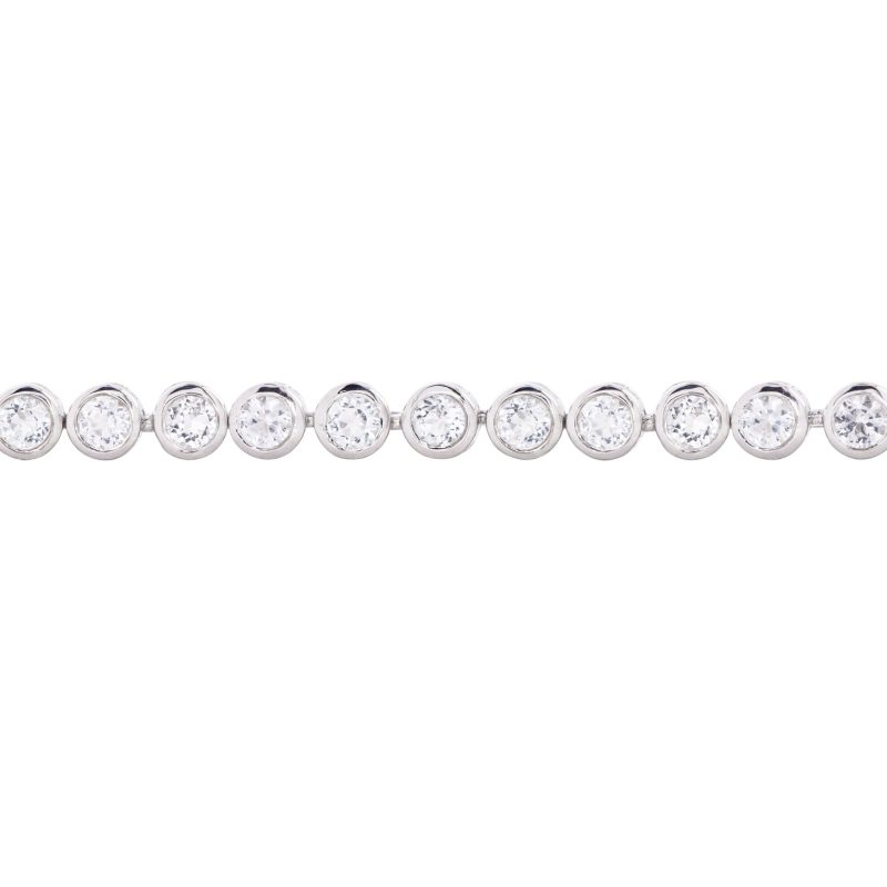 silver sparkle topaz tennis bracelet close up