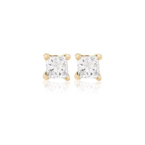 Stone and Strand 14K Yellow Gold Tiny Princess Diamond Stud Front Pair Image