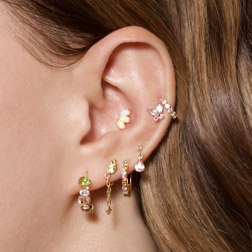 triple opal fan stud