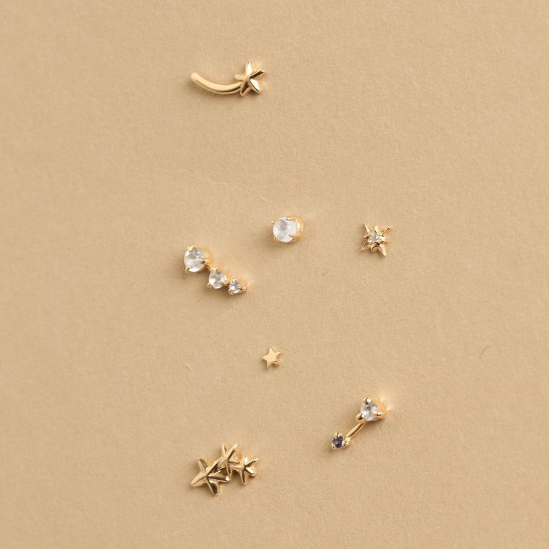 xyz gold shooting star stud insta